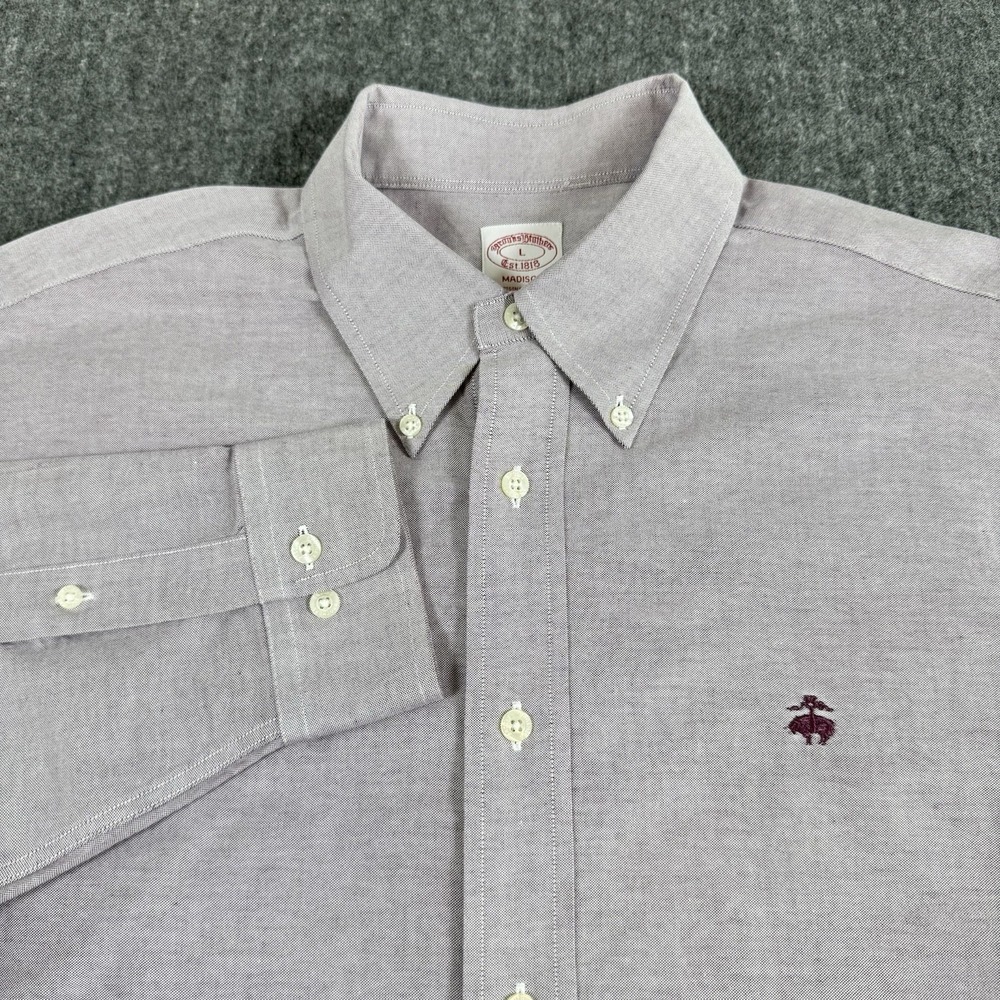 Brooks Brothers Madison Men's L Supima Cotton Non-Iron Button Down Shirt Purple